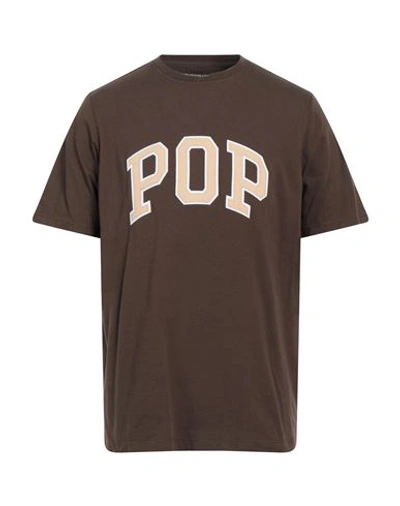Pop Trading Company Pop Trading Company Man T-shirt Brown Size M Cotton, Polyester