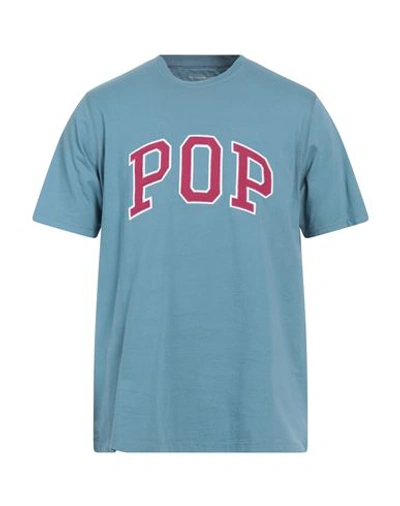 Pop Trading Company Pop Trading Company Man T-shirt Pastel Blue Size L Cotton, Polyester