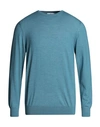 Sonrisa Man Sweater Pastel Blue Size 44 Merino Wool, Silk, Cashmere