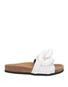 Jw Anderson J. W.anderson Solid Color Leather Sandals With Maxi Chain In White