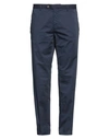 Manuel Ritz Man Pants Navy Size 44 Cotton, Elastane In Navy Blue
