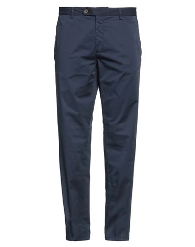 Manuel Ritz Man Pants Navy Blue Size 44 Cotton, Elastane