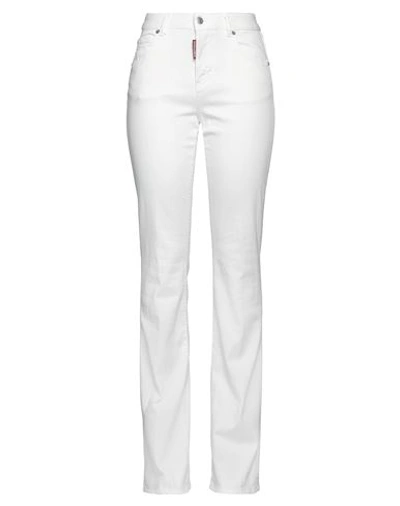 Dsquared2 Woman Jeans White Size 8 Cotton, Elastomultiester, Elastane, Polyester, Polyamide