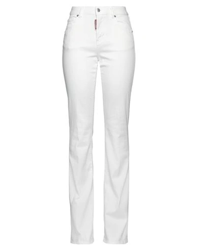 Dsquared2 Woman Jeans White Size 10 Cotton, Elastomultiester, Elastane, Polyester, Polyamide