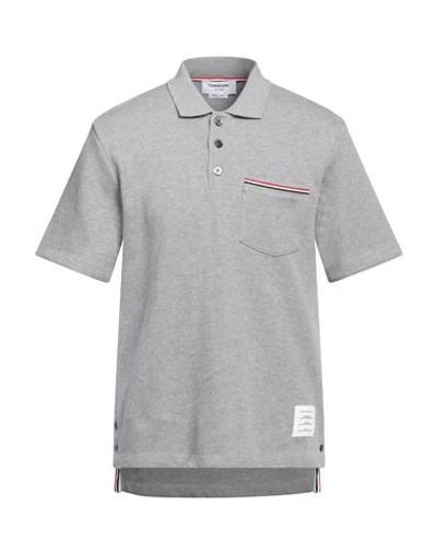 Thom Browne Man Polo Shirt Light Grey Size 5 Cotton