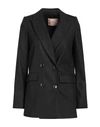 Twinset Woman Blazer Black Size 12 Wool, Polyester, Viscose, Elastane