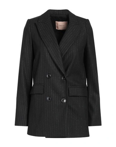 Twinset Woman Blazer Black Size 14 Wool, Polyester, Viscose, Elastane