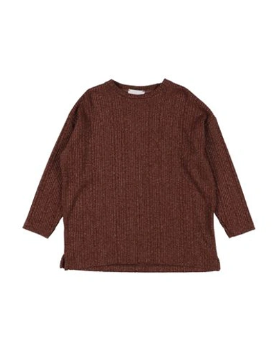 Mariuccia Babies'  Toddler Girl Sweater Brown Size 6 Polyester, Metallic Fiber, Elastic Fibres