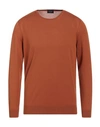 Drumohr Man Sweater Rust Size 40 Cotton In Red