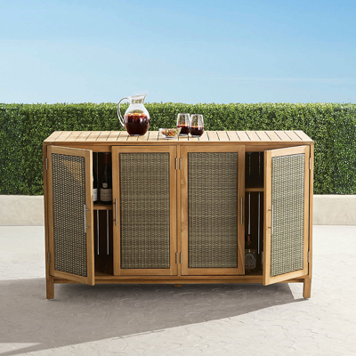 Frontgate Isola Outdoor 4 Door Cabinet In Natural Teak