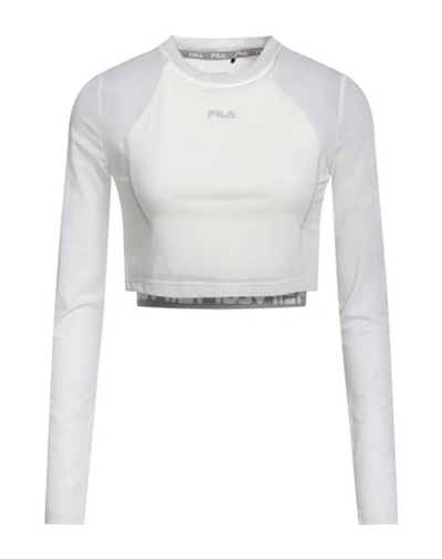 Fila Woman T-shirt Ivory Size M Polyester, Elastane In White