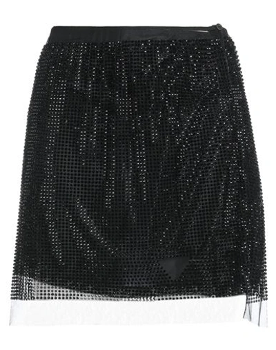 Prada Woman Mini Skirt Black Size 4 Cupro, Silk