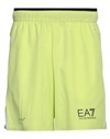 Ea7 Man Shorts & Bermuda Shorts Lime Green Size Xxl Polyester, Elastane