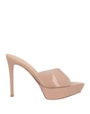 Gianvito Rossi Woman Sandals Blush Size 8.5 Rubber, Soft Leather In Pink