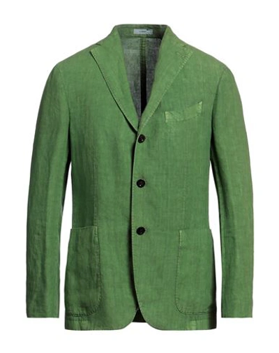 Boglioli Man Blazer Acid Green Size 38 Linen In Green