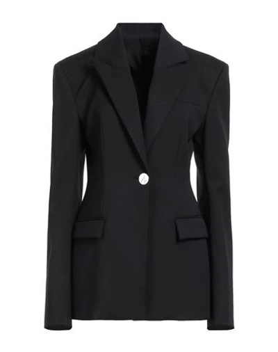 Attico The  Woman Blazer Black Size 4 Virgin Wool, Elastane