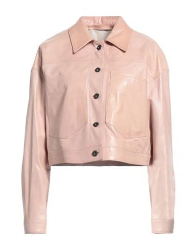 Salvatore Santoro Woman Jacket Light Pink Size 6 Ovine Leather In Pink