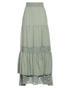 Guess Woman Maxi Skirt Sage Green Size S Cotton, Polyamide
