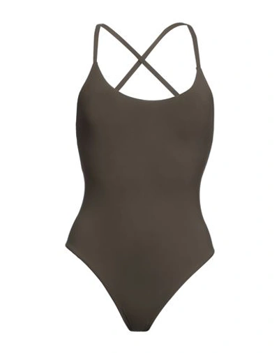 Lido Woman One-piece Swimsuit Military Green Size Xs Polyamide, Elastane In Green