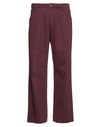 Raf Simons Man Denim Pants Burgundy Size 34 Cotton In Red