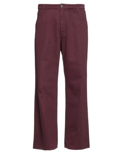 Raf Simons Man Denim Pants Burgundy Size 34 Cotton In Red