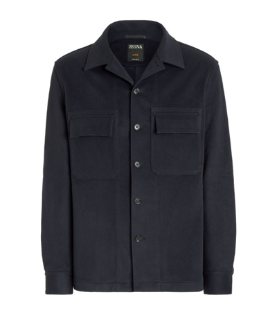 Zegna 12milmil12 Wool Overshirt In Navy Blue