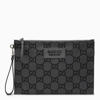 GUCCI GUCCI DARK GREY AND BLACK POUCH WITH GG MOTIF MEN