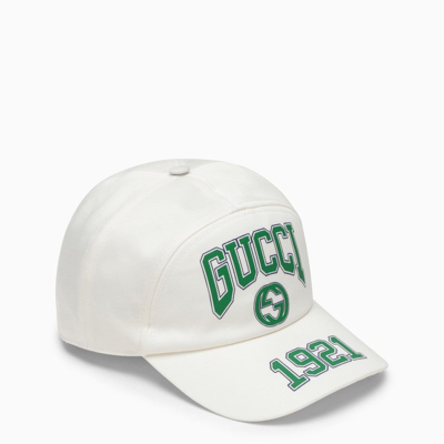 Gucci White Baseball Cap With Logo Men In Multicolor