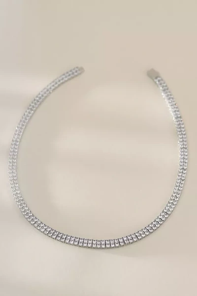 Serefina Double-layer Tennis Necklace In Silver