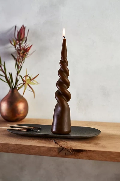 Terrain Twisty Cone Pillar Candle In Brown