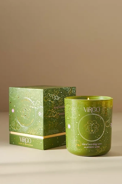 Anthropologie Zodiac Collection Boxed Candle In Green