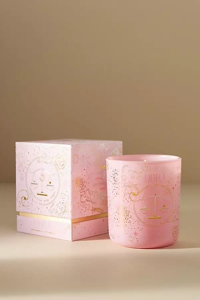 Anthropologie Zodiac Collection Boxed Candle In Pink