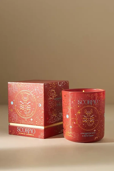 Anthropologie Zodiac Collection Boxed Candle In Red
