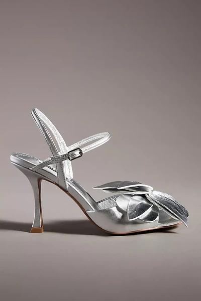 Bibi Lou 3-d Floral Heels In Silver