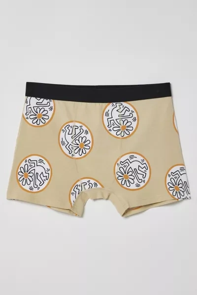Keith Haring Dancing Flower Boxer Brief In Khaki, Men's At Urban Outfitters