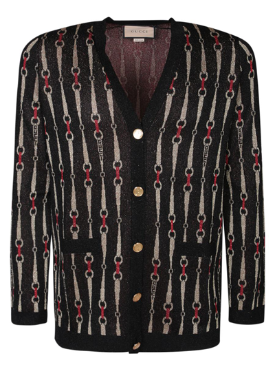 Gucci Horsebit Jacquard Cardigan In Multi
