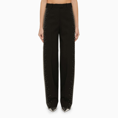 ATTICO THE ATTICO BLACK WOOL JAGGER TROUSERS WITH THERMOSTRASS WOMEN