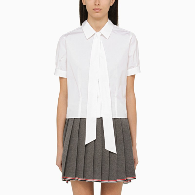 THOM BROWNE THOM BROWNE WHITE COTTON SHIRT WITH BOW WOMEN