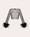 SANTA BRANDS WOMEN'S RHINESTONE FEATHER CROP TOP