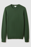 Reiss Wessex - Hunting Green Merino Wool Crew Neck Jumper, S