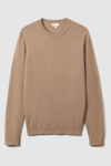 Reiss Wessex Crew-neck Long-sleeve Merino-wool Jumper In Camel