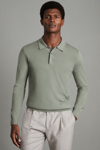 Reiss Trafford - Pistachio Merino Wool Polo Shirt, Xl