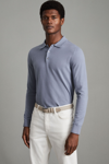 Reiss Trafford - China Blue Merino Wool Polo Shirt, S