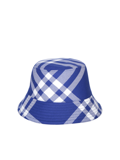 Burberry Check Wool-blend Bucket Hat In Blue
