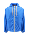 Gucci Web And Logo Print Windbreaker Jacket In Blue