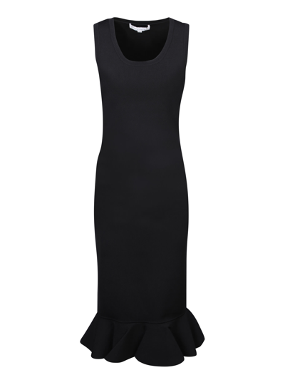 Jw Anderson Ruffled-trim Sleeveless Midi Dress In Black