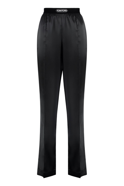 Tom Ford Satin Trousers In Black