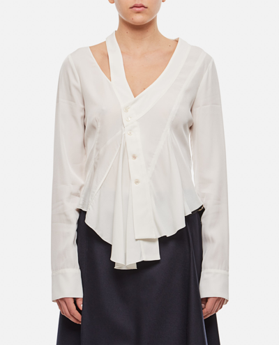 Stella Mccartney Asymmetric Seam Cut-out Shirt In Cream