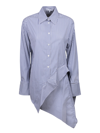 Jw Anderson Deconstructed Asymmetric Stripe Cotton Blend Button-up Shirt In Blue
