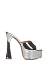 Amina Muaddi Dalida Mirrored-leather Platform Sandals In Silver